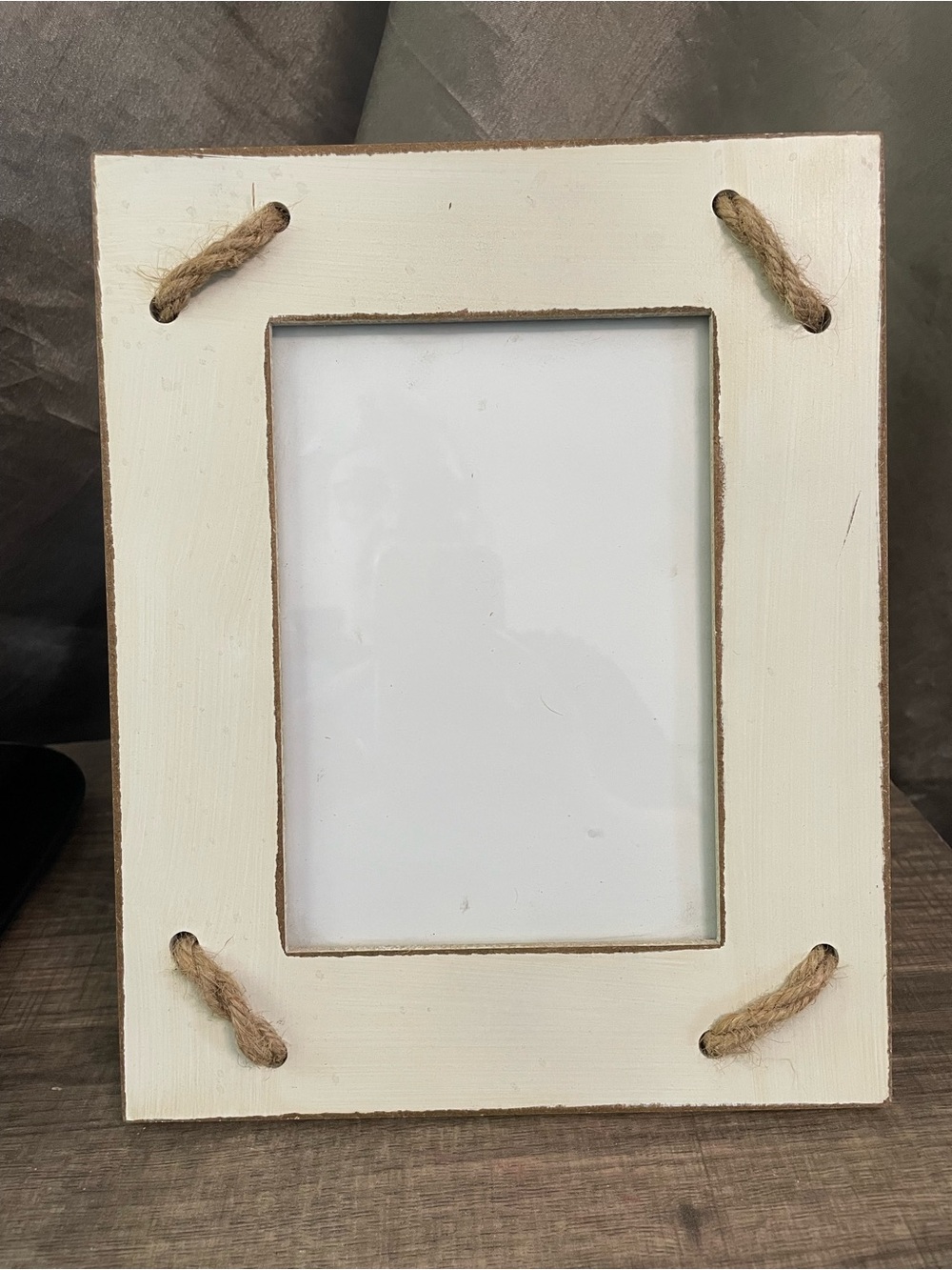 Sheffield Home Distressed White Wood Picture Frame with Rope Accents – Farmhouse